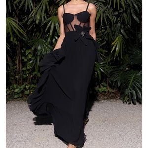 Patbo FLOWER APPLIQUE BUSTIER MAXI DRESS Sz 6